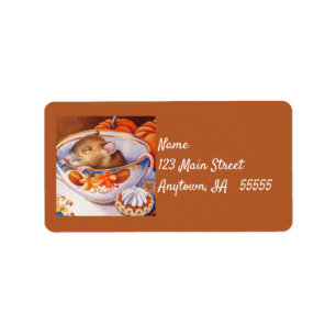 Etiqueta El joven ratón de otoño duerme en el arte acuare