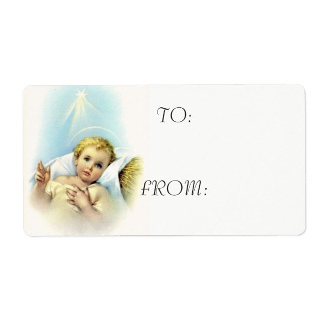 Etiqueta El niño Jesús en el pesebre (Frente)