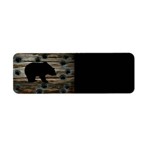 Etiqueta El oso negro traza madera rústica