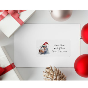 Etiqueta El pequeño hipopótamo de Santa, personalizado