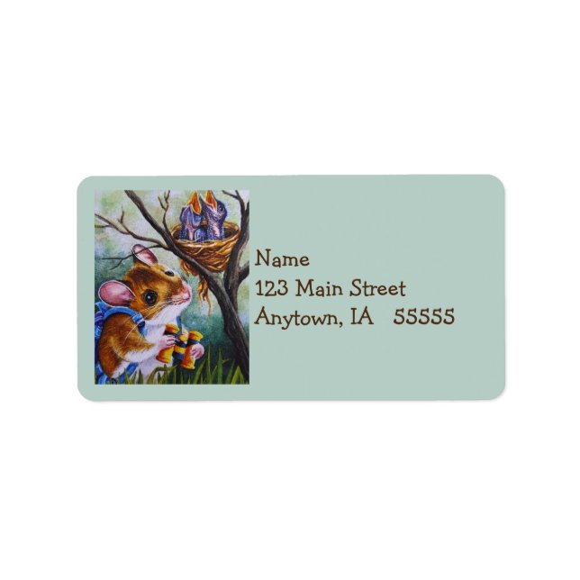 Etiqueta El ratón de campo de observación de aves encuentra (Frente)