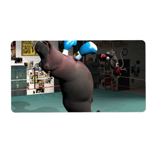 Etiqueta El ratón golpea a Hippo KO (Frente)