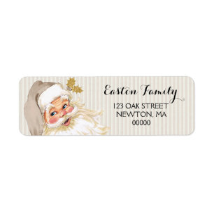 Etiqueta El victoriano vintage Santa Claus Taupe & Gold