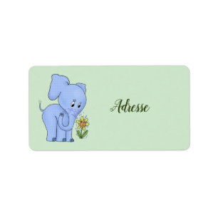 Etiqueta Elefant mit Blume