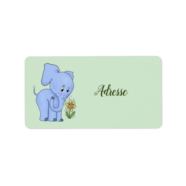 Etiqueta Elefant mit Blume (Frente)