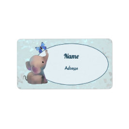 Etiqueta Elefant mit Schmetterling adressaufkleber