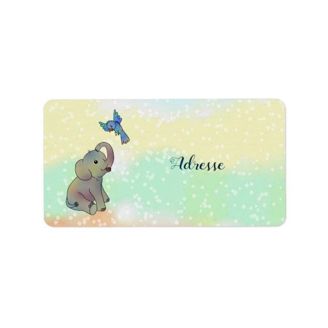 Etiqueta Elefant und Vogel (Frente)