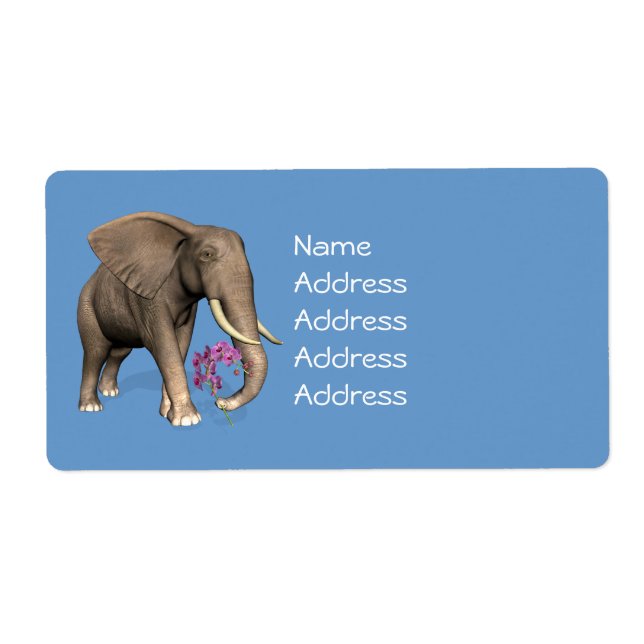 Etiqueta Elefante Con Orquídea Rosa (Frente)