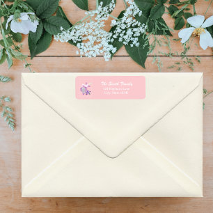 Etiqueta Elefante De Bebé Rosa Con Paloma Y Baptismo Cruzad