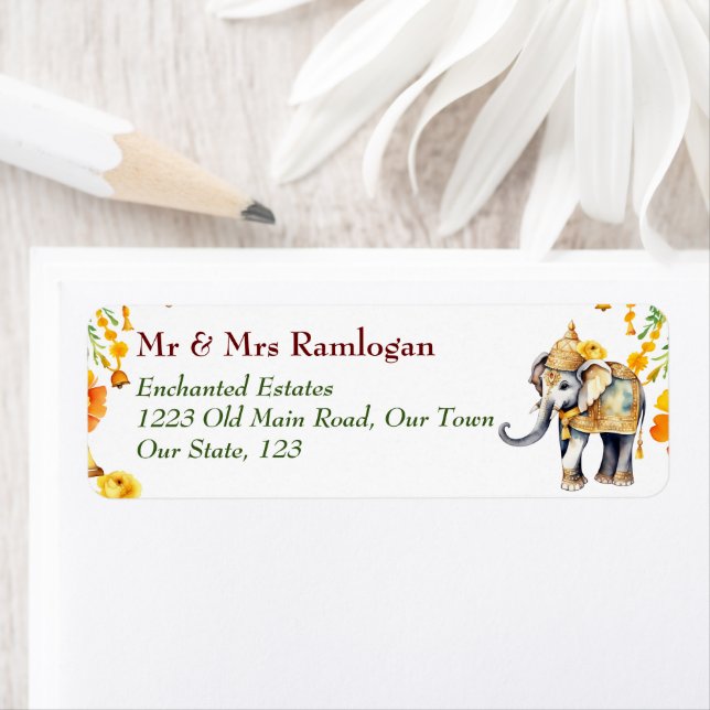 Etiqueta Elefante de decoración india (In situ)