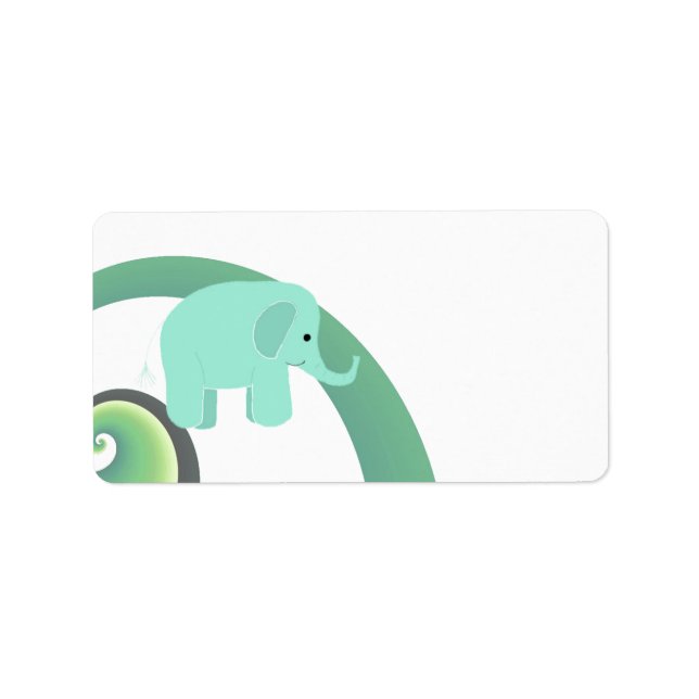 Etiqueta Elefante de dibujos animados lindo (Frente)