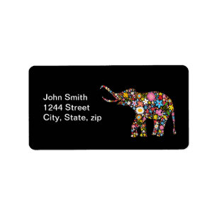 Etiqueta Elefante de flores