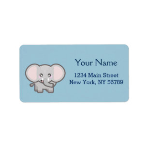 Etiqueta elefante de Kawaii