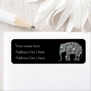 Etiqueta Elefante de mosaico plateado colorido brillante   