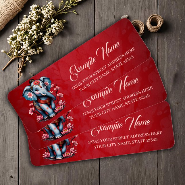 Etiqueta Elefante majestuoso de estilo japonés tradicional. (Subido por el creador)