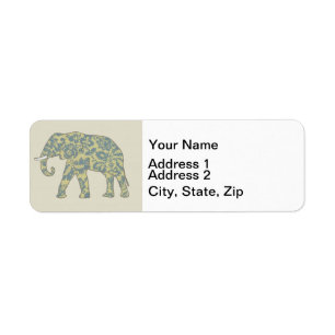 Etiqueta Elefante Patrón de Animal Colorido Contemporáneo