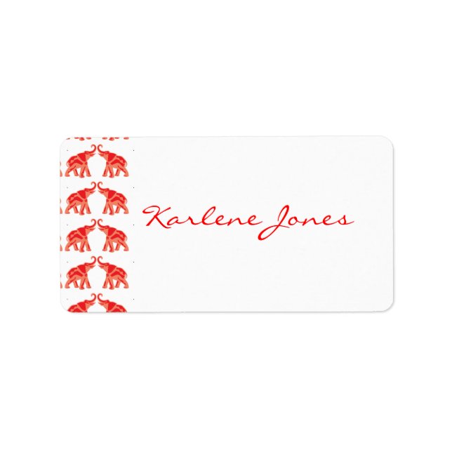 Etiqueta Elefante Rojo (Frente)