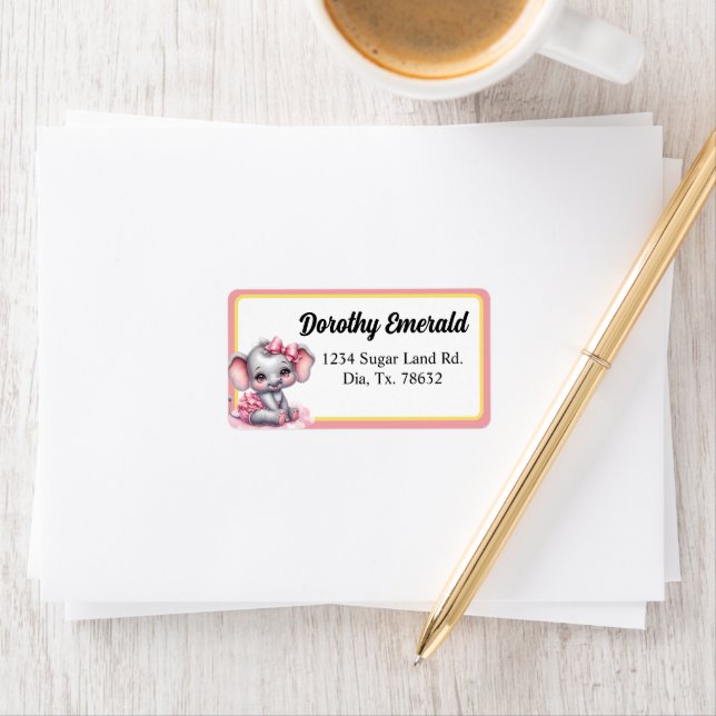 Etiqueta Elefante rosa dulce - Sonrisas de maní (In situ)