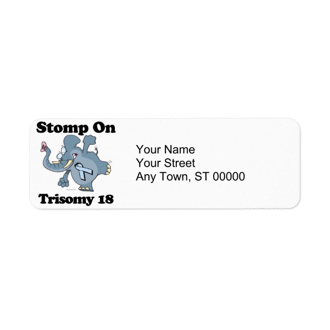 Etiqueta Elefante Stomp En Trisomy 18 (Frente)