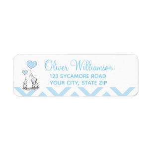 Etiqueta Elefantes Lindos Bebés Azules Personalizados