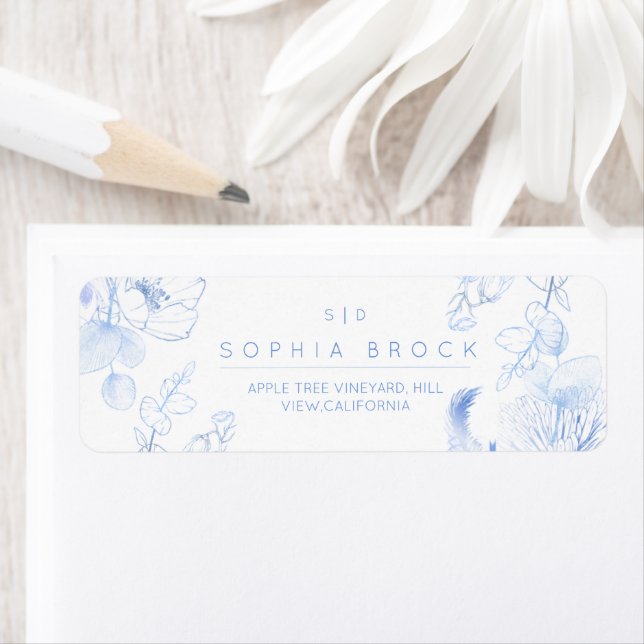 Etiqueta Elegance Rustic Blue Wildflower Wedding (In situ)