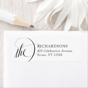 Etiqueta Elegancia clásica italiana   Blanco y negro