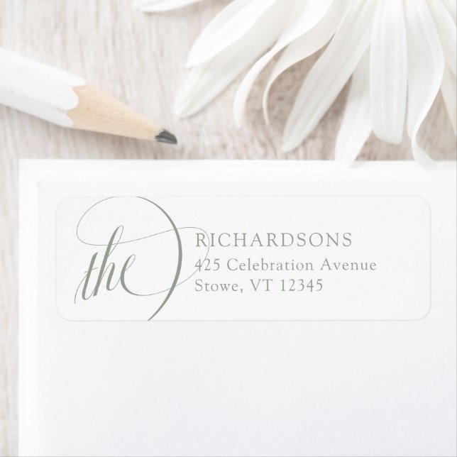 Etiqueta Elegancia clásica italiana | Verde blanco y sabio (In situ)