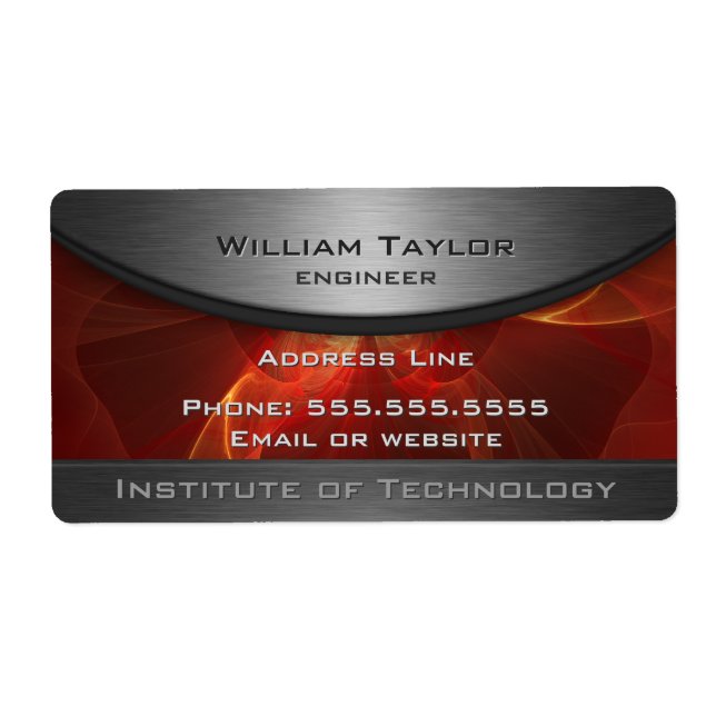 Etiqueta Elegancia metálica roja (Frente)