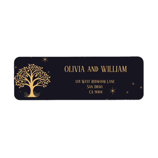 Etiqueta Elegancia nocturna: Boda azul oscuro (Frente)