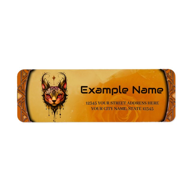 Etiqueta Elegancia ornamental: un retrato de un gato. (Frente)