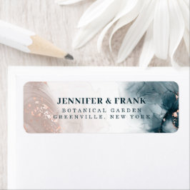 Etiqueta Elegant Alcohol Ink Gold Blush Blue Minimal Modern