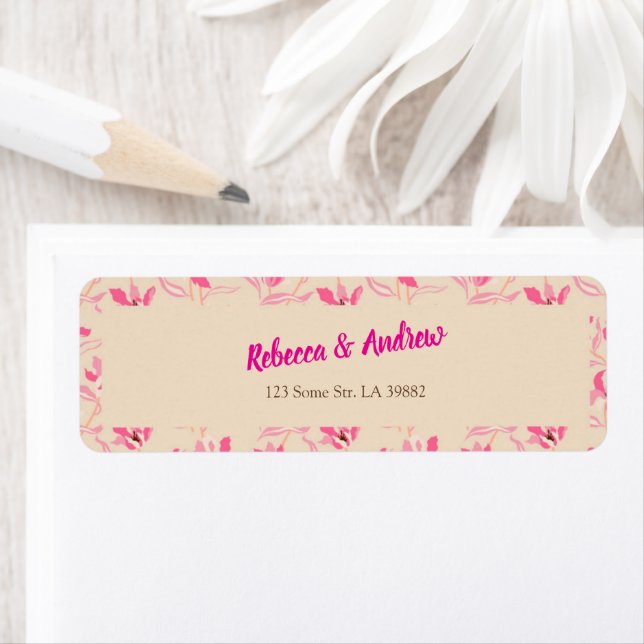 Etiqueta Elegant Beige & Blush Pink Floral Wedding (In situ)