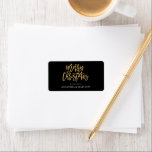 Etiqueta Elegant Black Gold Merry Christmas from Newlywed<br><div class="desc">Elegant Black Gold Merry Christmas from Newlywed Sticker Label</div>