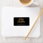 Etiqueta Elegant Black Gold Merry Christmas from Newlywed<br><div class="desc">Elegant Black Gold Merry Christmas from Newlywed Sticker Label</div>