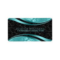 Elegant Black & Turquoise Vintage Floral Damasks