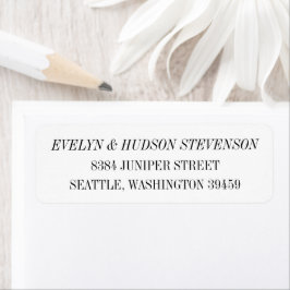 Etiqueta Elegant Black White Serif Wedding Return Address
