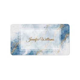 Etiqueta Elegant Blue Gold Glitter Abstract Flow           
