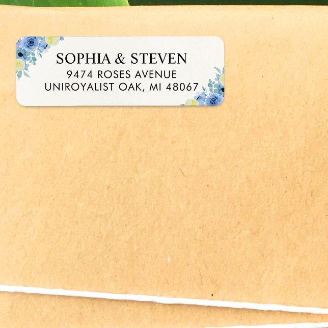 Etiqueta Elegant Blue Mediterranean Lemon Wedding (Subido por el creador)