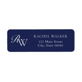 Etiqueta Elegant Blue Monogram Return Address