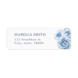 Etiqueta Elegant blue watercolor floral return address