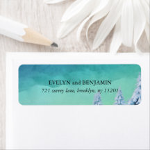 Elegant Blue Watercolor Winter Return Address