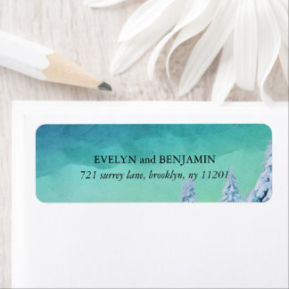 Etiqueta Elegant Blue Watercolor Winter Return Address