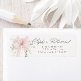 Etiqueta Elegant Bow Neutral Baby Shower Return Address
