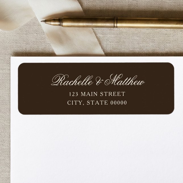 Etiqueta Elegant Brown Classic Wedding Return Address Label (Subido por el creador)