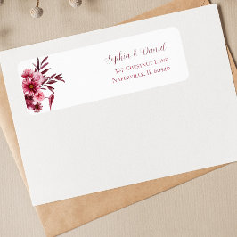 Etiqueta Elegant Burgundy Floral Wedding Address Labels