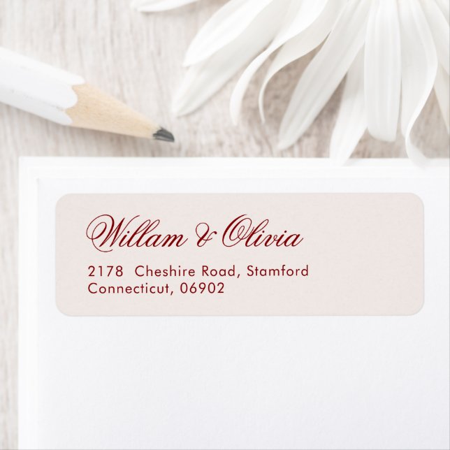 Etiqueta Elegant Calligraphy Cream Burgundy Wedding  (In situ)