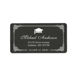 Etiqueta Elegant Chalkboard Graduation Cap Grad Graduate