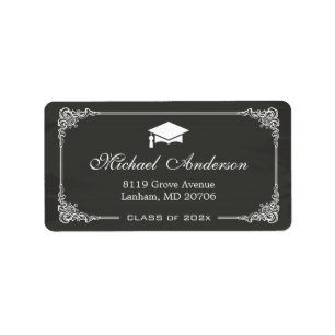 Etiqueta Elegant Chalkboard Graduation Cap Grad Graduate