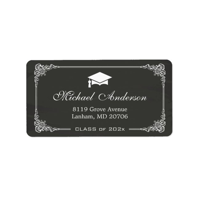 Etiqueta Elegant Chalkboard Graduation Cap Grad Graduate (Frente)