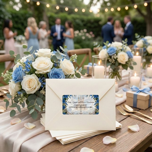 Etiqueta Elegant Chateau & Formal Royal Floral Address (Subido por el creador)